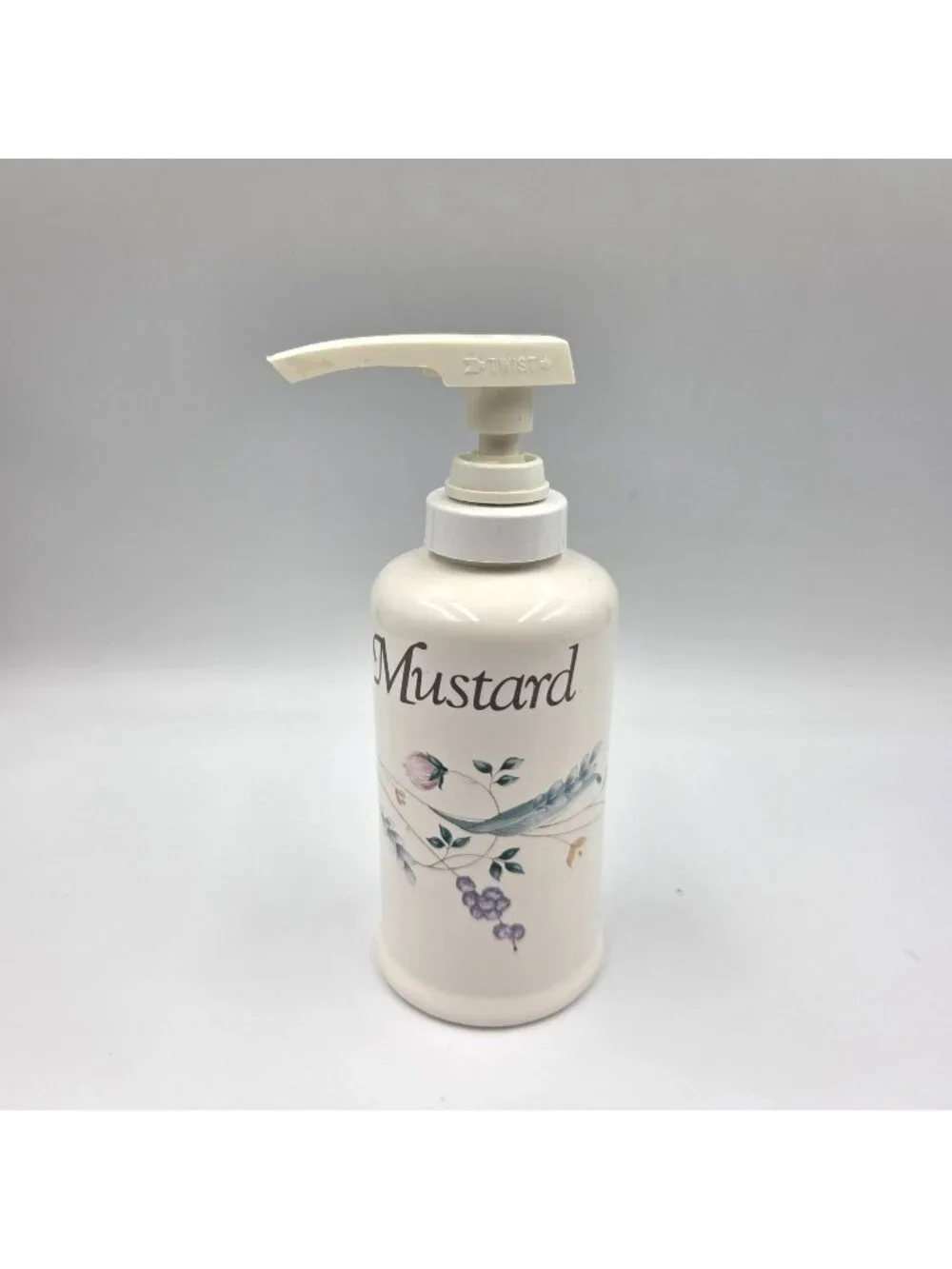 Pfaltzgraff April Mustard Pump Dispenser Condiment Serving Picnic
